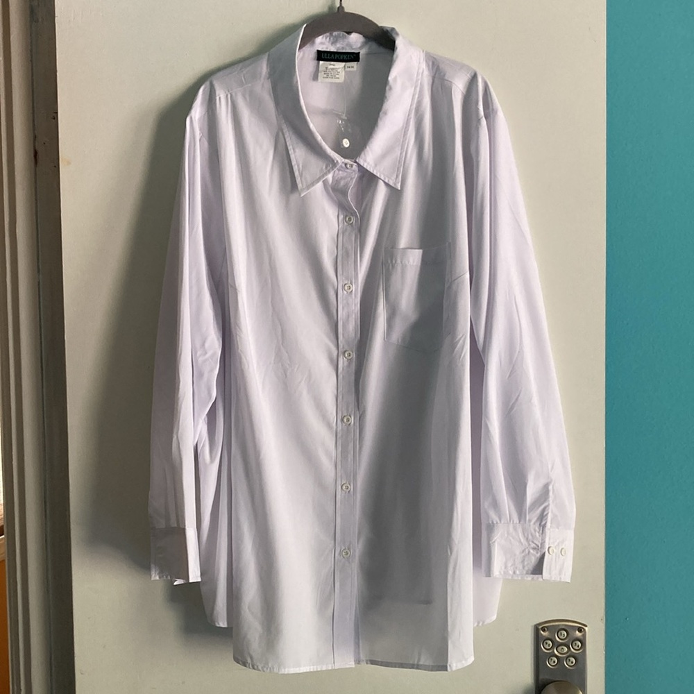 Ulla Popken Womans Size 24/26 White Relaxed Fit Button Up Shirt Blouse NWOT